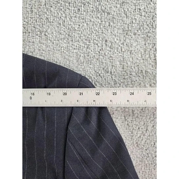 Brooks Brothers Suit Jacket 46 R Blue Wool Striped Brooksease Makers Luxury USA